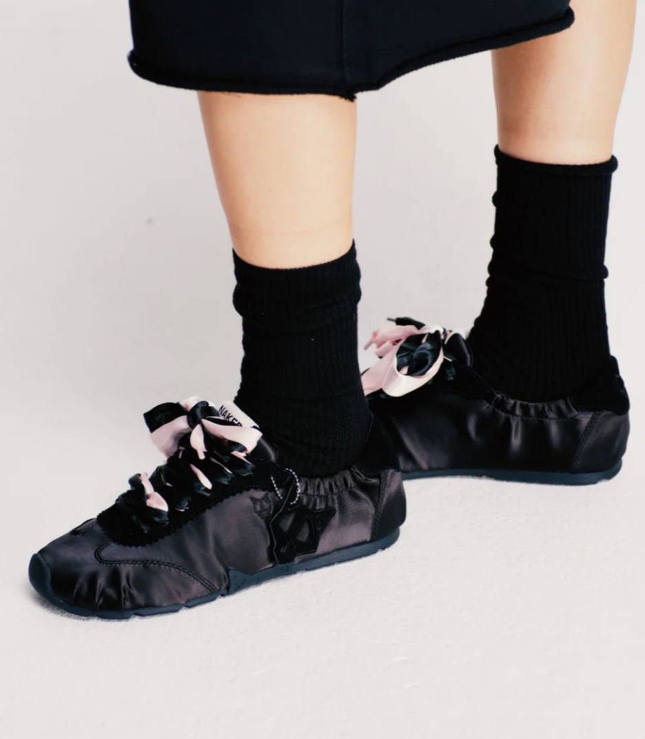 NEW* NAKED WOLFE Adorable Black Satin Sneakers - Size 9