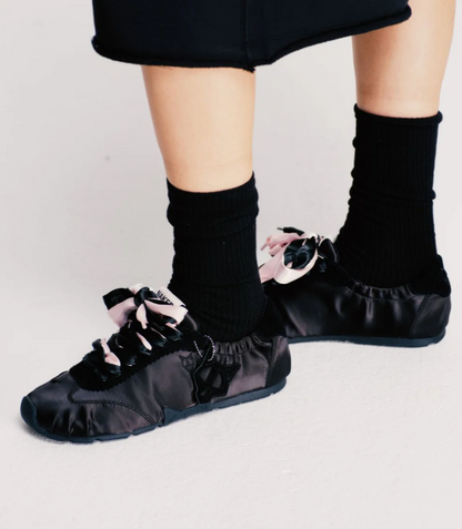 NEW* NAKED WOLFE Adorable Black Satin Sneakers - Size 9