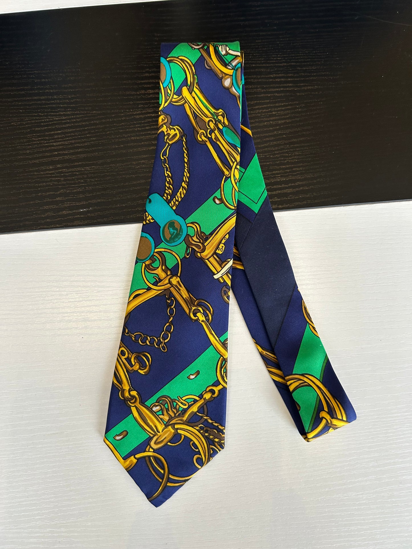 Hermès Blue & Gold Tie