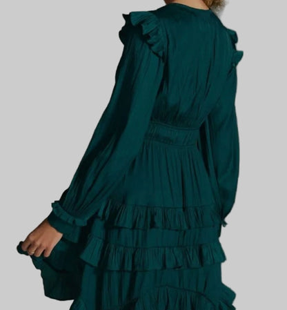 ANTHROPOLOGIE Green Ruffle Mini - Size S
