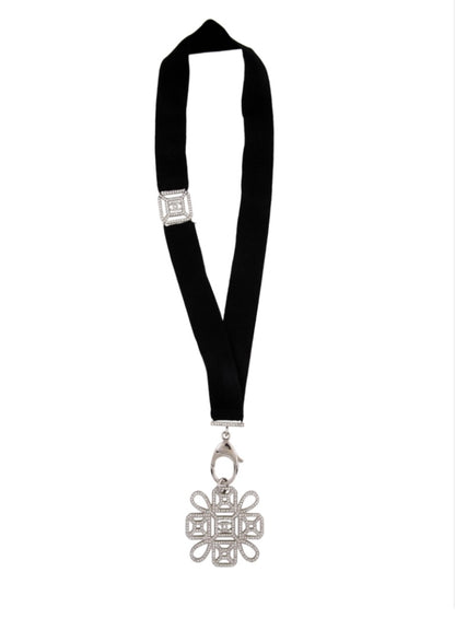 CC Detachable Crystal Pendant Ribbon Key Chain Necklace