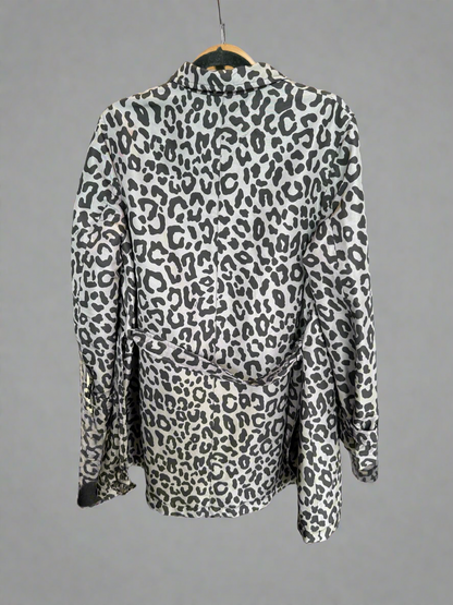 PRADA Silk Grey Leopard Print Trench - Size 42