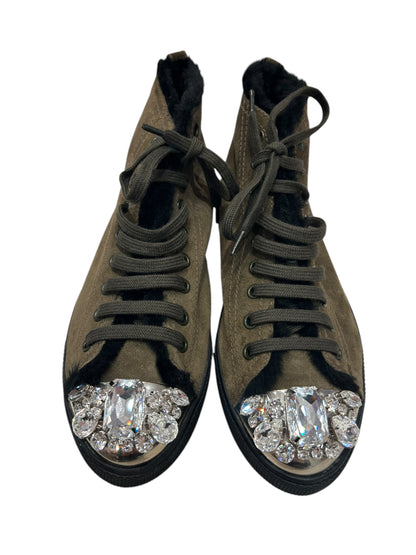 MIU MIU Jewel Toe Suede Sneakers - Size 37.5