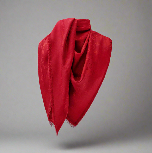 LOUIS VUITTON Red Monogram Shawl
