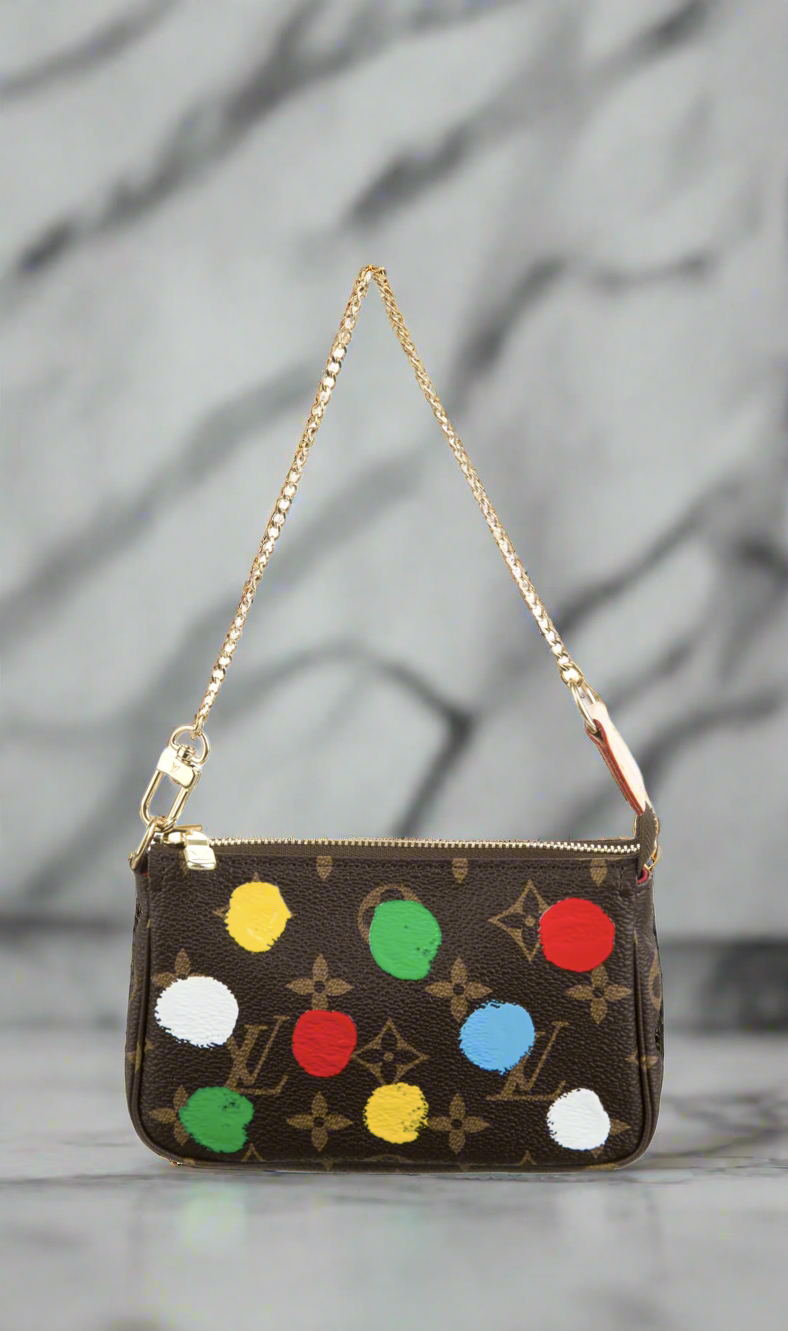 LOUIS VUITTON X Yayoi Kusama Monogram Painted Mini Pouchette 2023