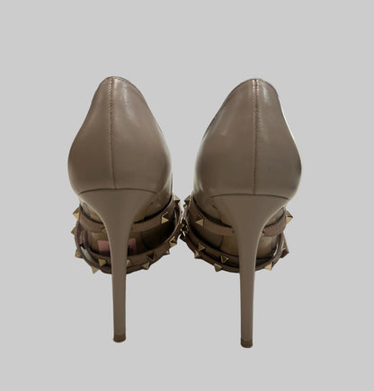 VALENTINO GARAVANI Nude Rockstud Strappy Pumps - Size 39.5