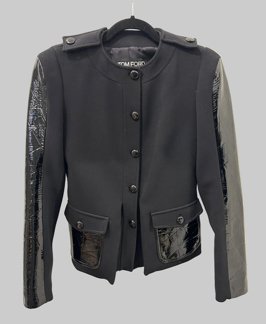 TOM FORD Wool/Patent Leather Jacket - Size 38