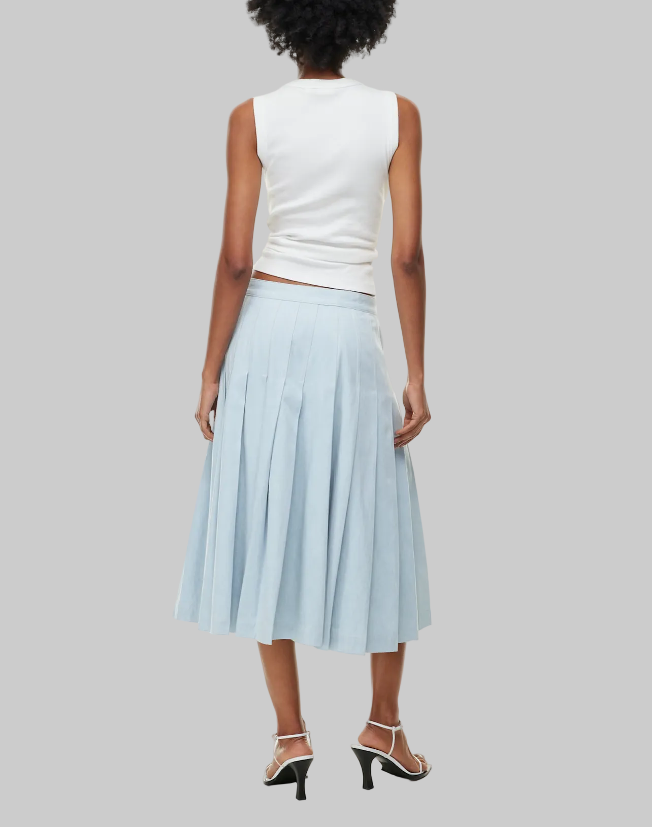 NEW* BABATON Pleated Denim Midi Skirt - Size 8