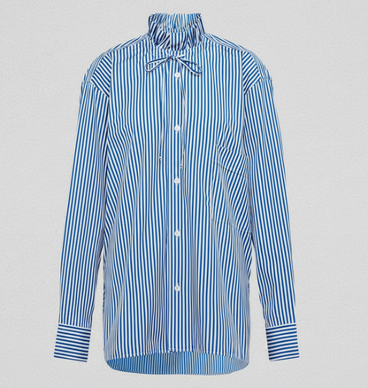 PLAN C Striped Cotton Poplin Blouse - Size 10