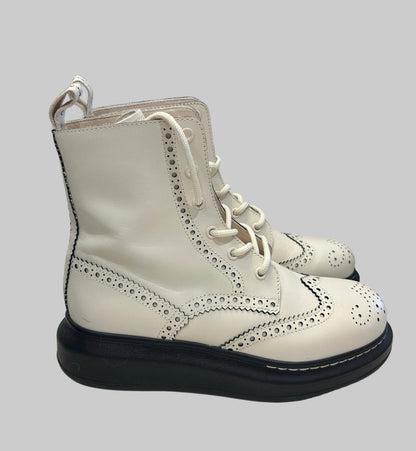 ALEXANDER MCQUEEN Brogue Lace Up Boots - Size 37