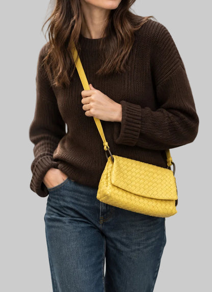 BOTTEGA VENETA Yellow Intrecciato Crossbody Bag