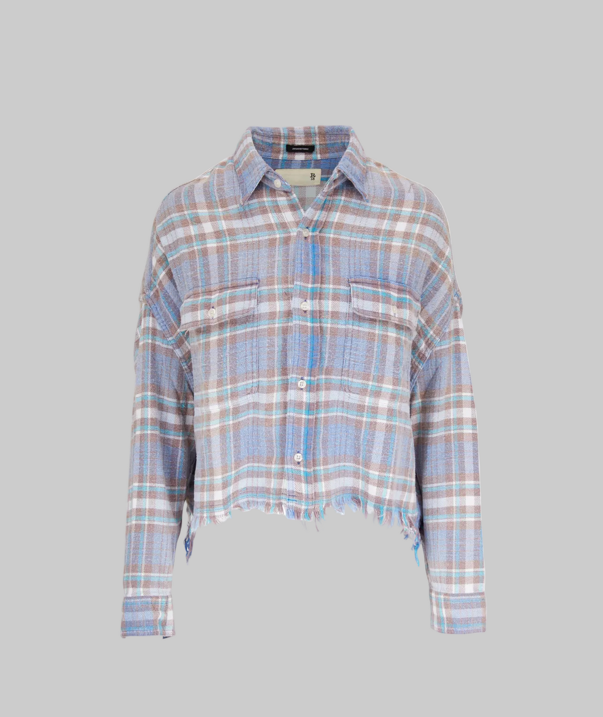R13 Blue Cropped Plaid Button Up - Size M