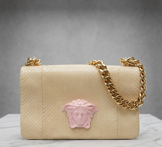 VERSACE Snakeskin Shoulder Bag With Medusa Emblem