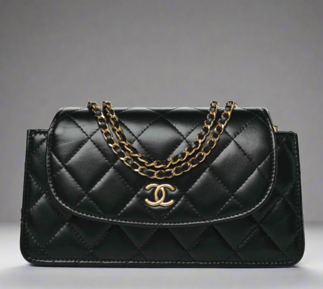 CHANEL small CC Quilted Leather Lambskin Crossbody
