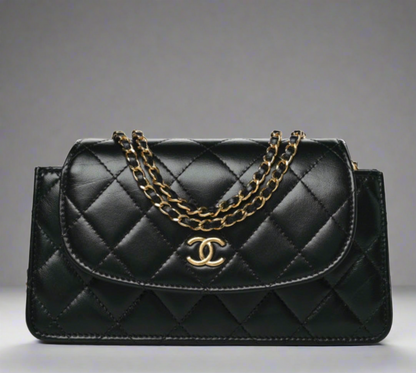 CHANEL small CC Quilted Leather Lambskin Crossbody