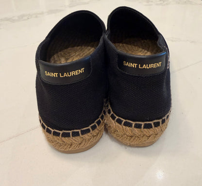 Saint Laurent Logo Embroidered Slip-On Espadrilles - Size 38