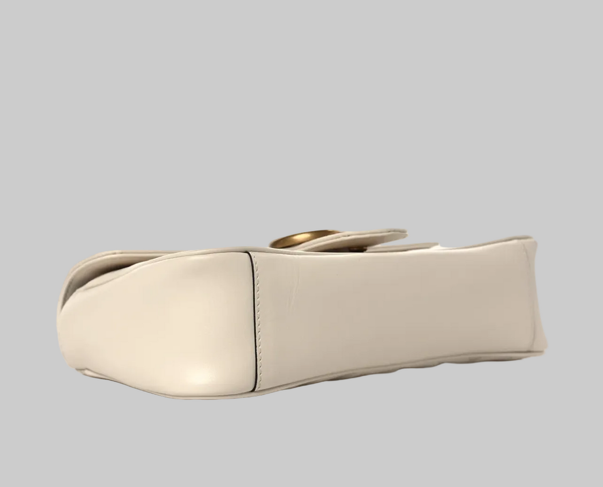 GUCCI Matelasse Small GG Marmont Shoulder Bag White