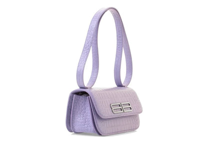 Balenciaga Gossip Small Leather Croc Embossed Bag in Lilac