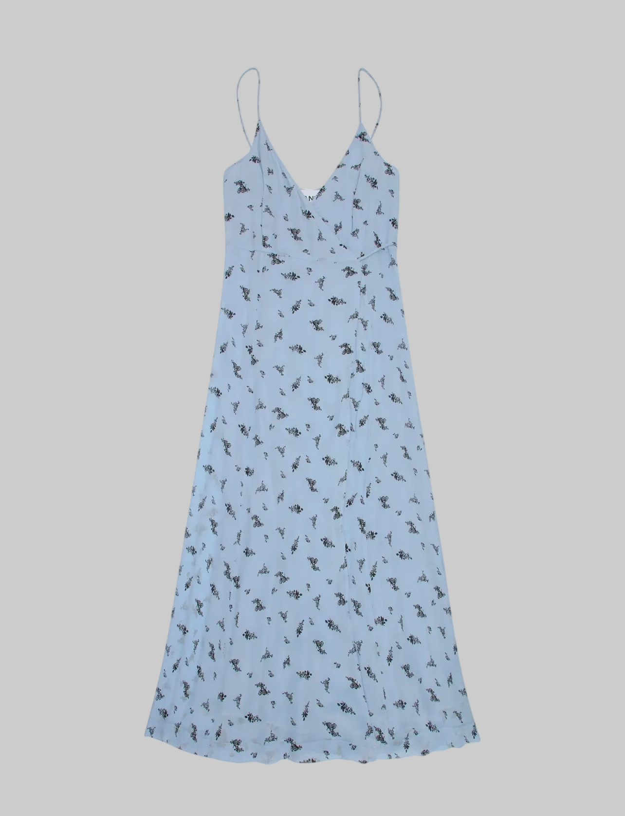 NEW* GANNI Georgette Strap Blue Floral Wrap Dress - Size 38