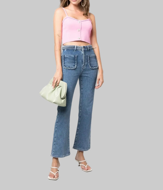 MAJE Braided Denim Cropped Pants - Size 36