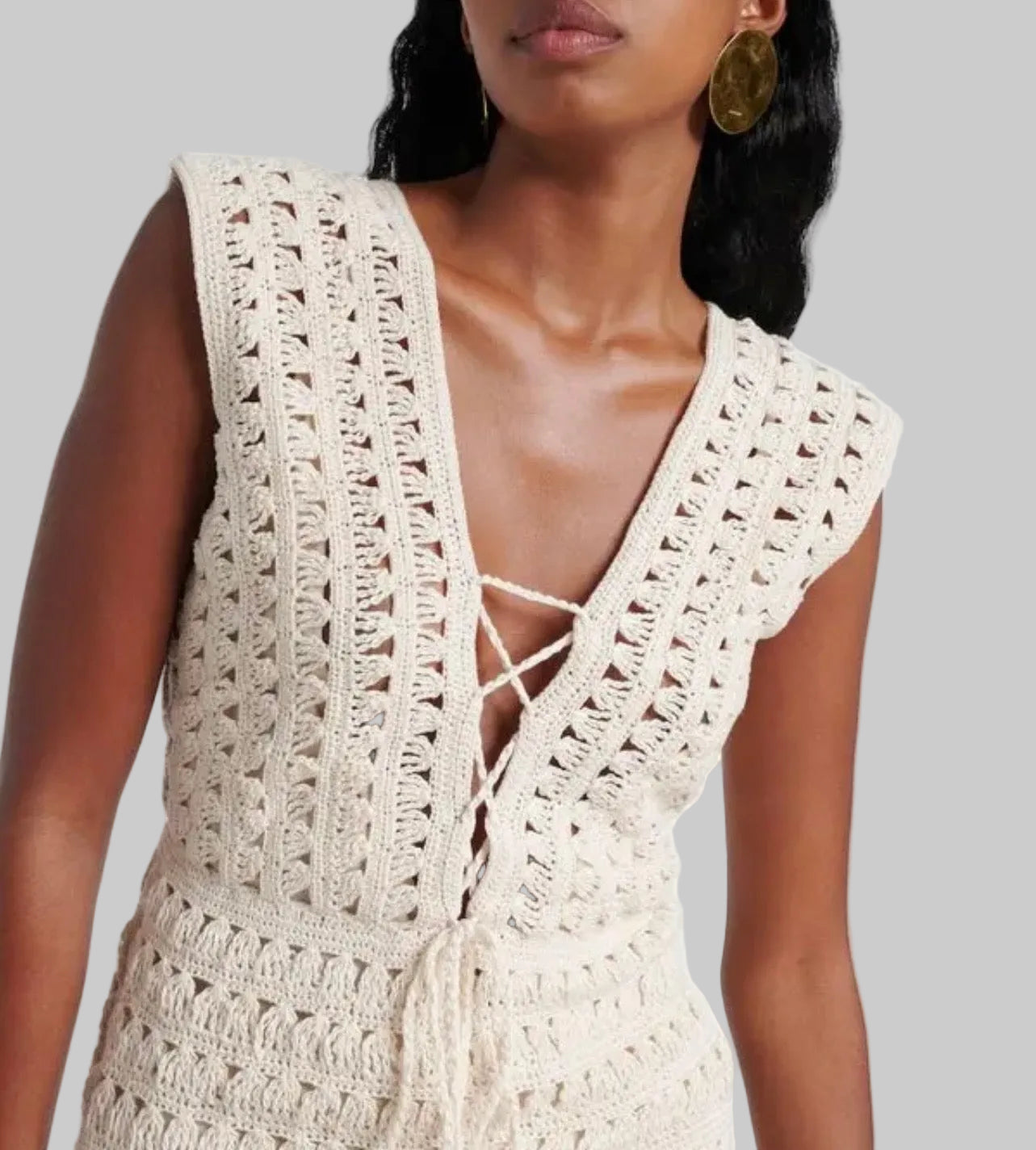 ANNA KOSTUROVA Crochet Mini Dress - Size M