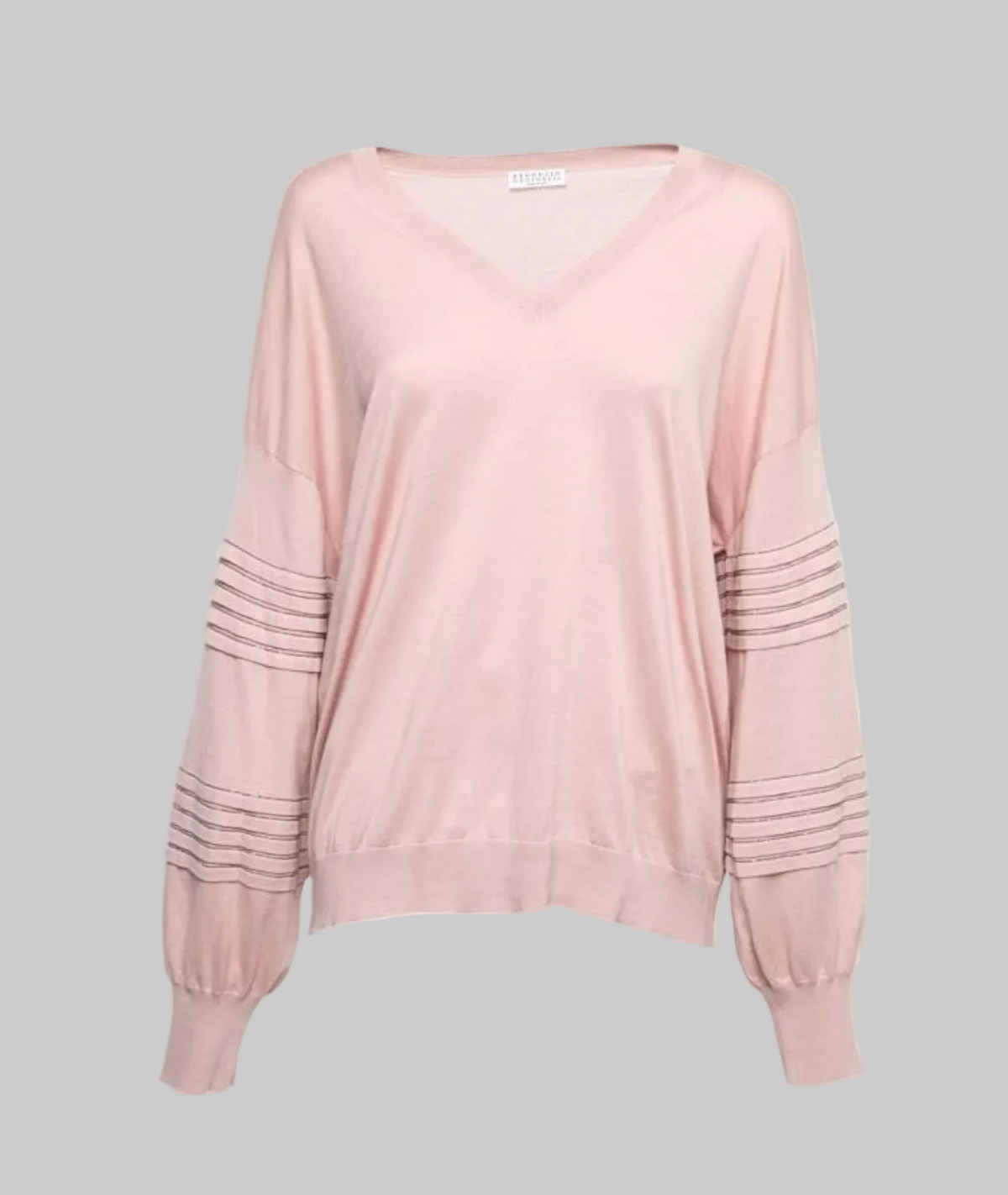 BRUNELLO CUCINELLI Pink Cotton V-Neck Sweater - Size xxs