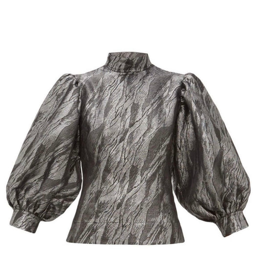 Gathered metallic jacquard blouse - Size 36