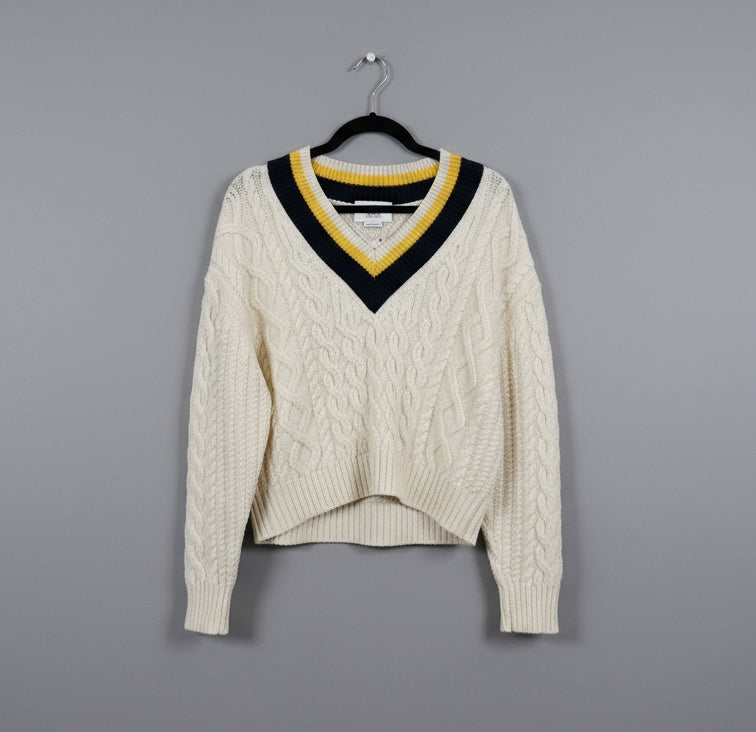 VB VICTORIA BECKHAM Cable-knit V-Neck Sweater - Size S