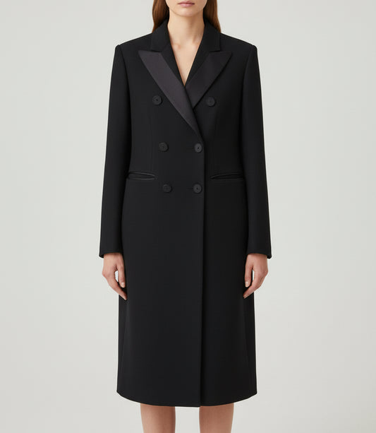 SANDRO Black Double Breasted Coat - Size 40
