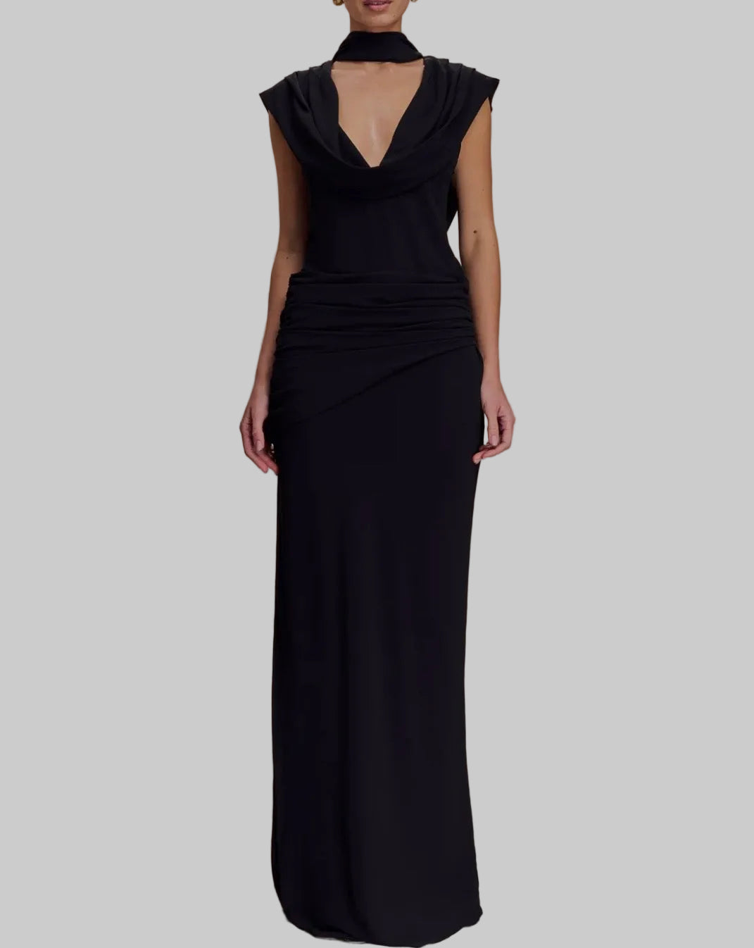 NEW* MESHKI Giulia Chiffon Draped Maxi Dress - Size XS