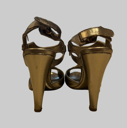 VALENTINO Metallic Heeled Sandals - Size 39.5