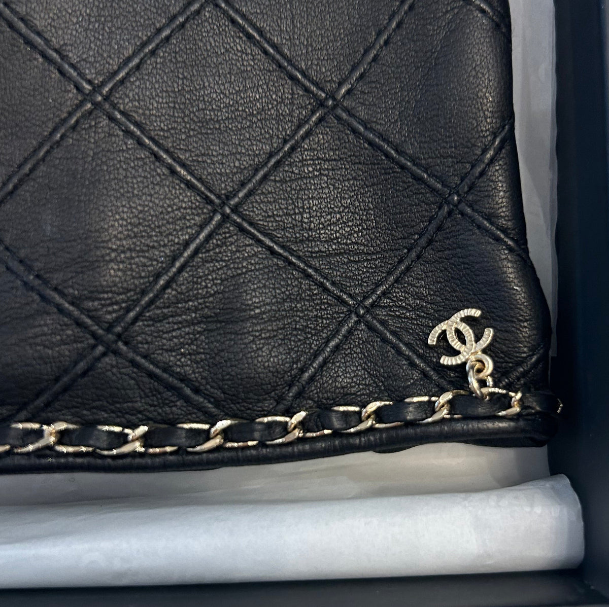 CHANEL Leather Quilted Fingerless Gloves -Size 7