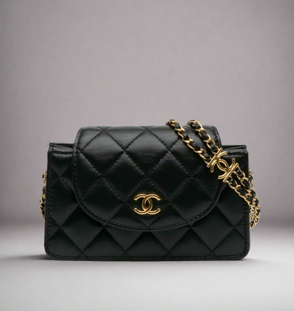 CHANEL small CC Quilted Leather Lambskin Crossbody