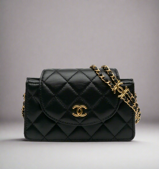 CHANEL small CC Quilted Leather Lambskin Crossbody