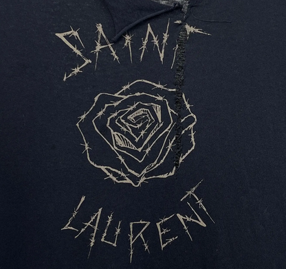 SAINT LAURENT Barbed Roses Distressed Tee - Size s