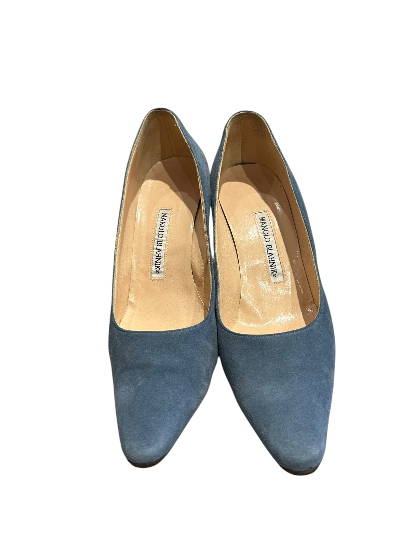 MANOLO BLAHNIK Blue Suede Pumps - Size 39