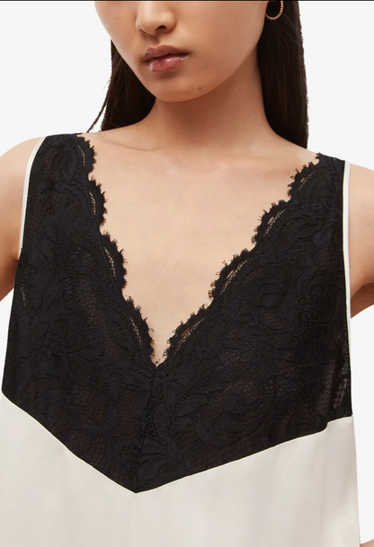 ALLSAINTS Celeste Two-Tone Satin & Lace Midi Dress - Size 2