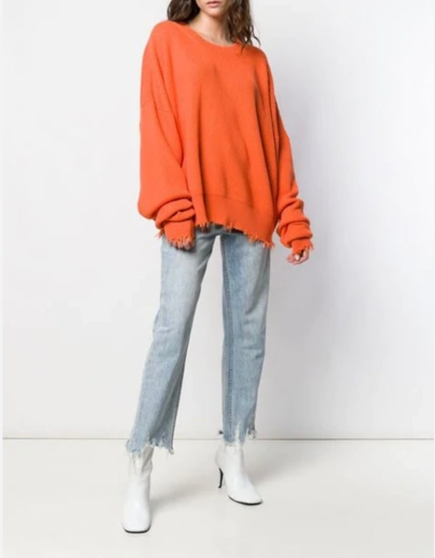 Unravel Rib Oversized Crew - Size XS