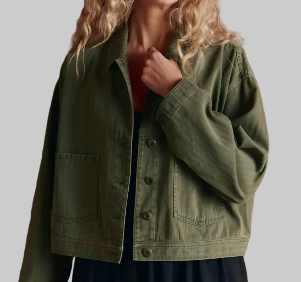 THE GREAT Rancher Khaki Cotton Work Jacket - Size 2