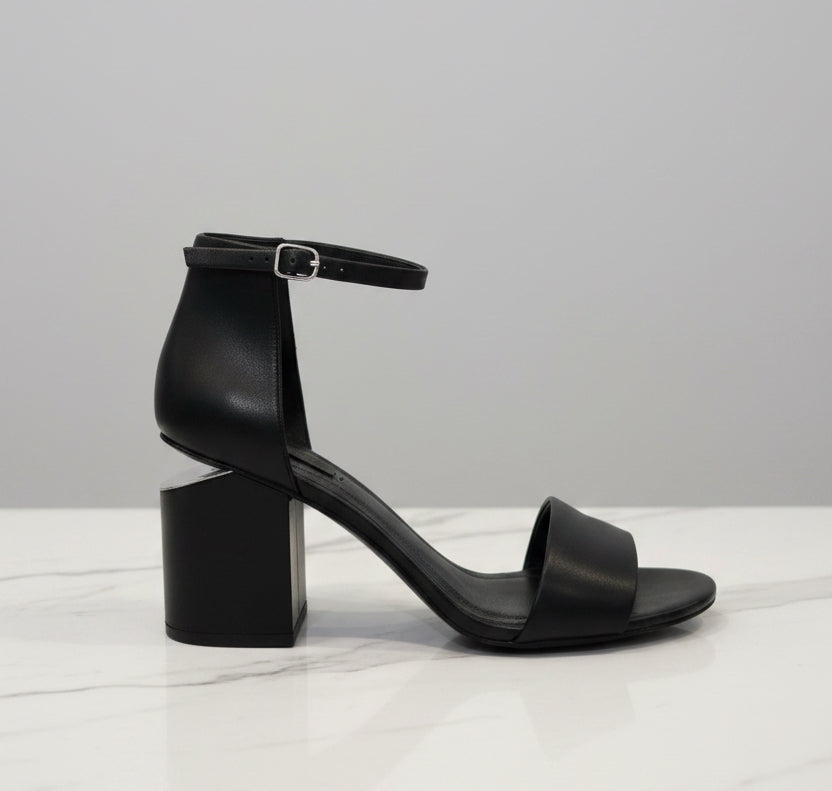 ALEXANDER WANG Black Leather Cutout Sandals