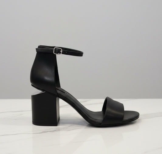 ALEXANDER WANG Black Leather Cutout Sandals
