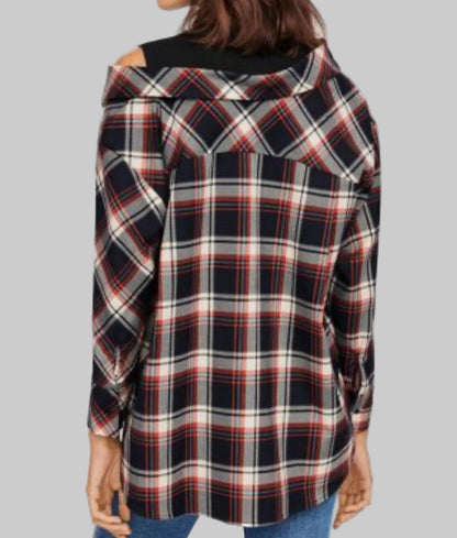 MAJE Plaid Asymmetrical Top - Size 2