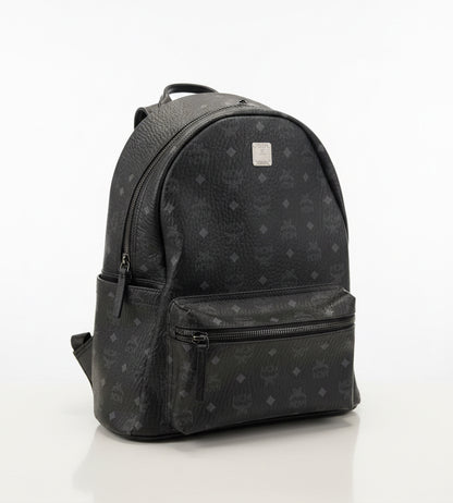 MCM Black Visetos Leather Backpack