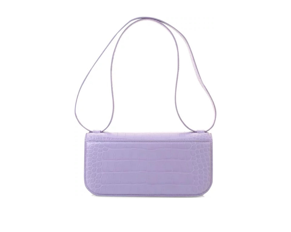 Gossip Small Leather Croc Embossed Bag in Lilac