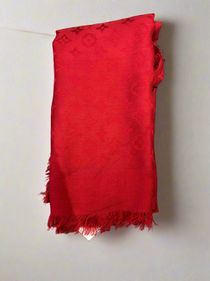 LOUIS VUITTON Red Monogram Shawl