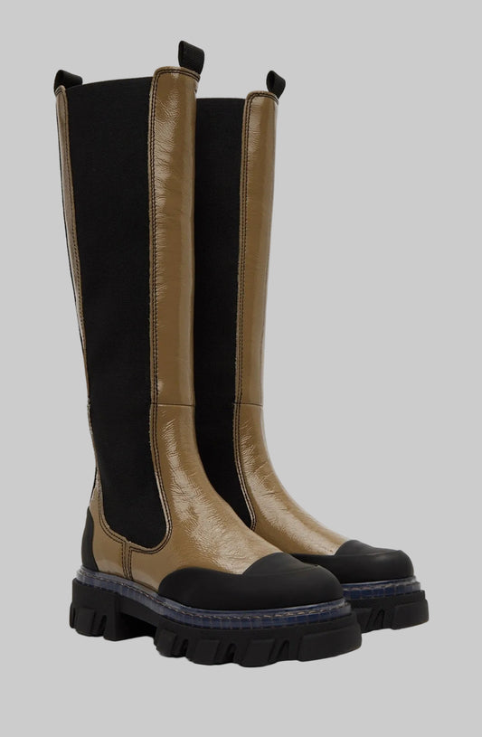 GANNI Patent Leather Chelsea Boots - Size 39