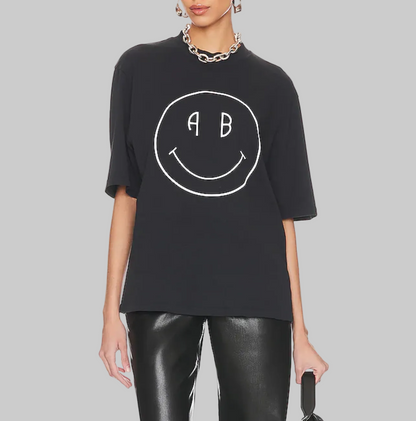 ANINE BING Avi Tee Smiley - Size xs