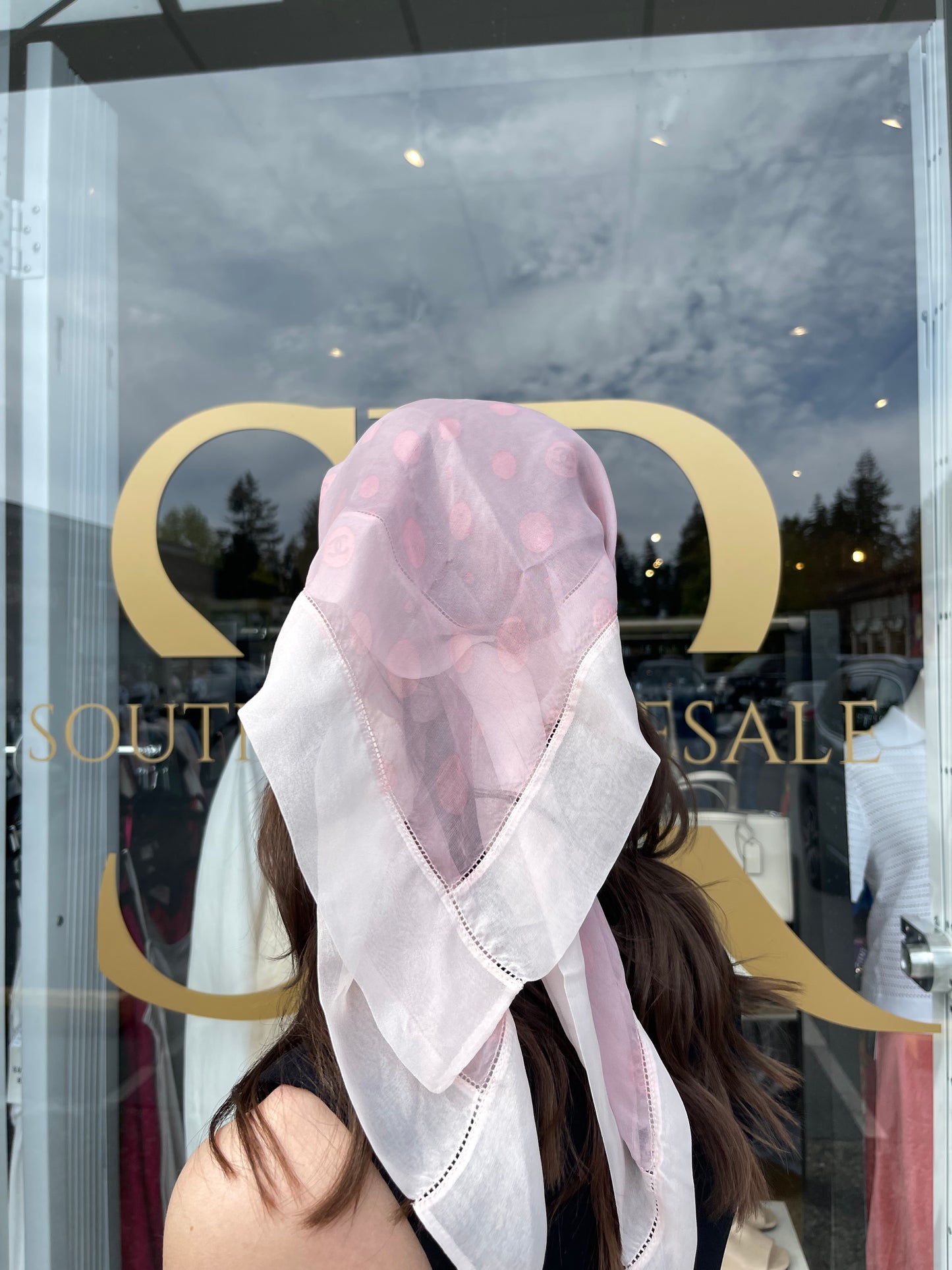 CHANEL Pink Silk Scarf