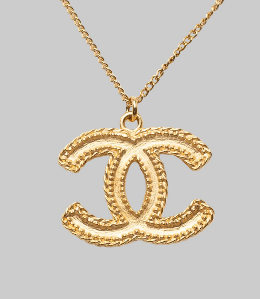 CHANEL 2014 CC Gold Plated Pendant Necklace