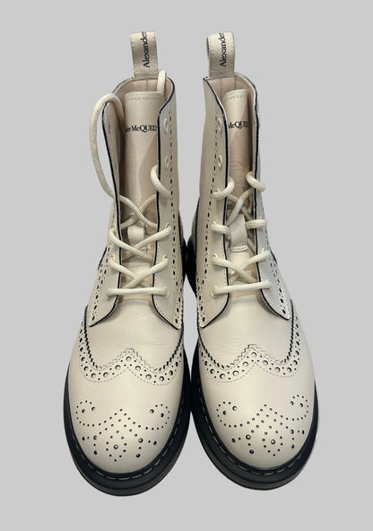 ALEXANDER MCQUEEN Brogue Lace Up Boots - Size 37